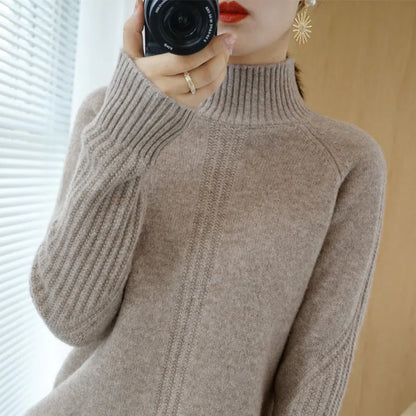 Pull femme élégant à col montant