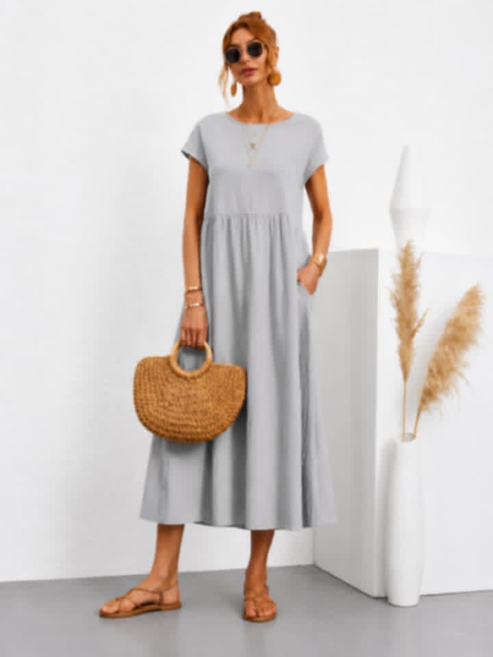 Robe longue élégante et confortable avec poches – Style chic