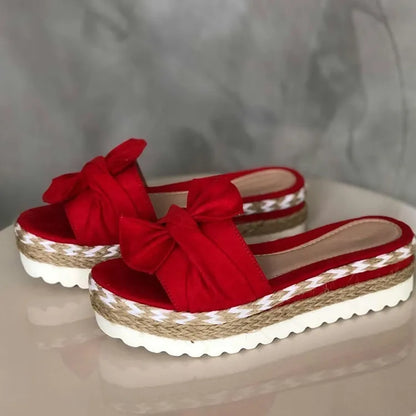 Sandales Compensées Élégantes à Nœud – Confort & Style au Quotidien