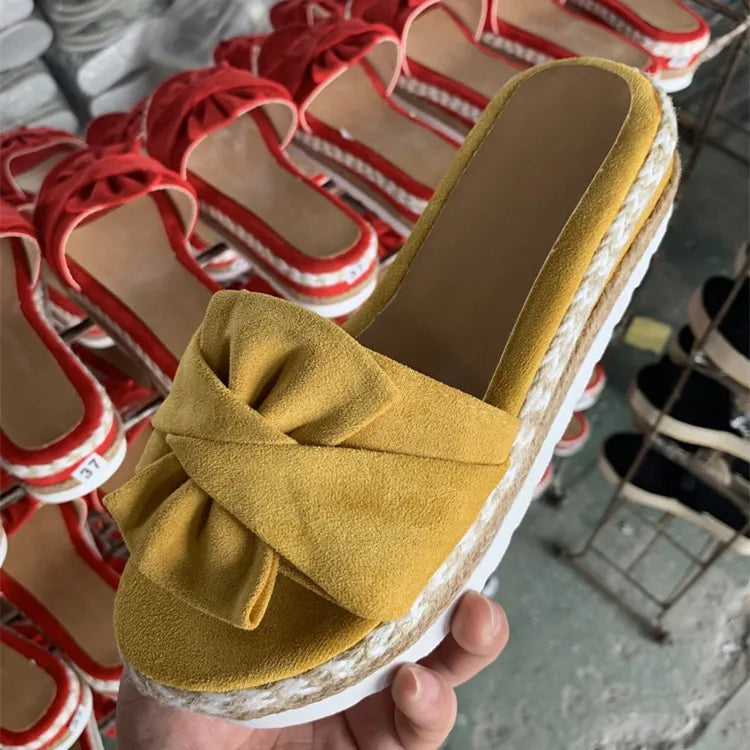 Sandales Compensées Élégantes à Nœud – Confort & Style au Quotidien