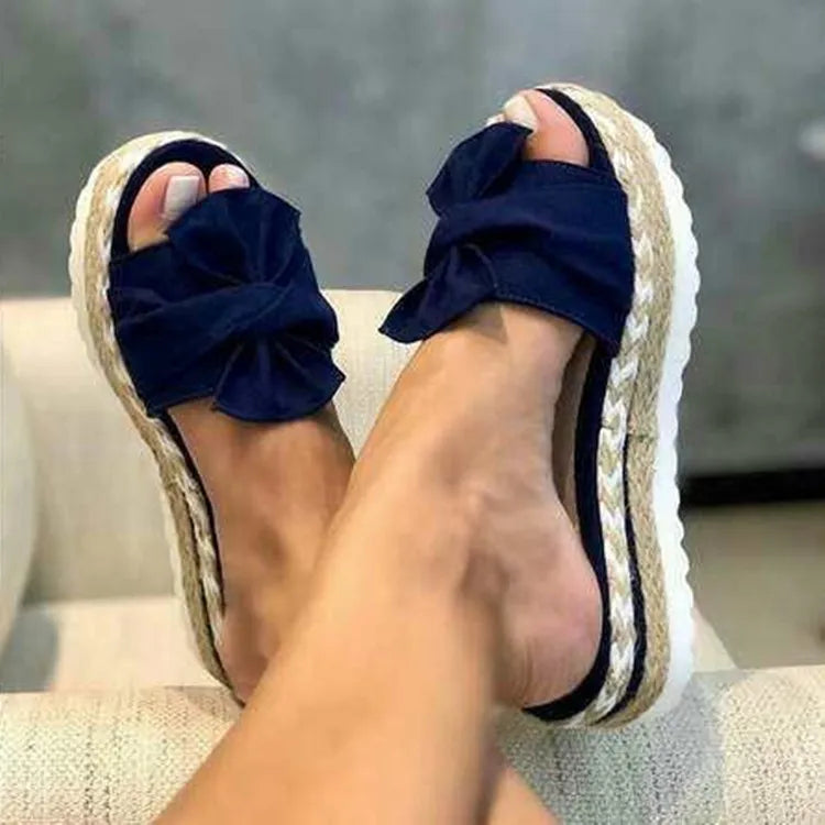 Sandales Compensées Élégantes à Nœud – Confort & Style au Quotidien