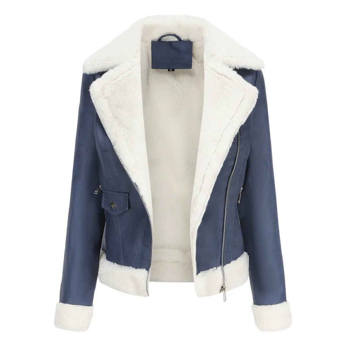 Veste Femme Courte Doublée en Fausse Fourrure - Style Chic & Hiver