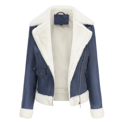 Veste Femme Courte Doublée en Fausse Fourrure - Style Chic & Hiver