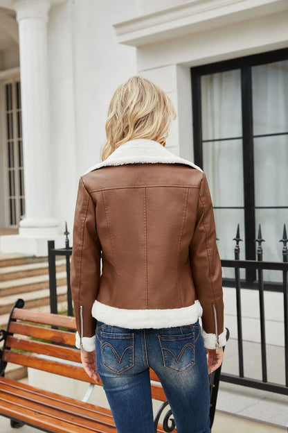 Veste Femme Courte Doublée en Fausse Fourrure - Style Chic & Hiver