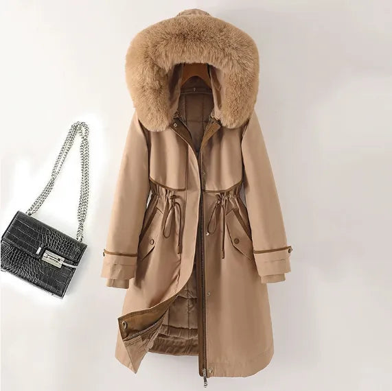 Veste d'hiver femme avec capuche en fausse fourrure - Style élégante