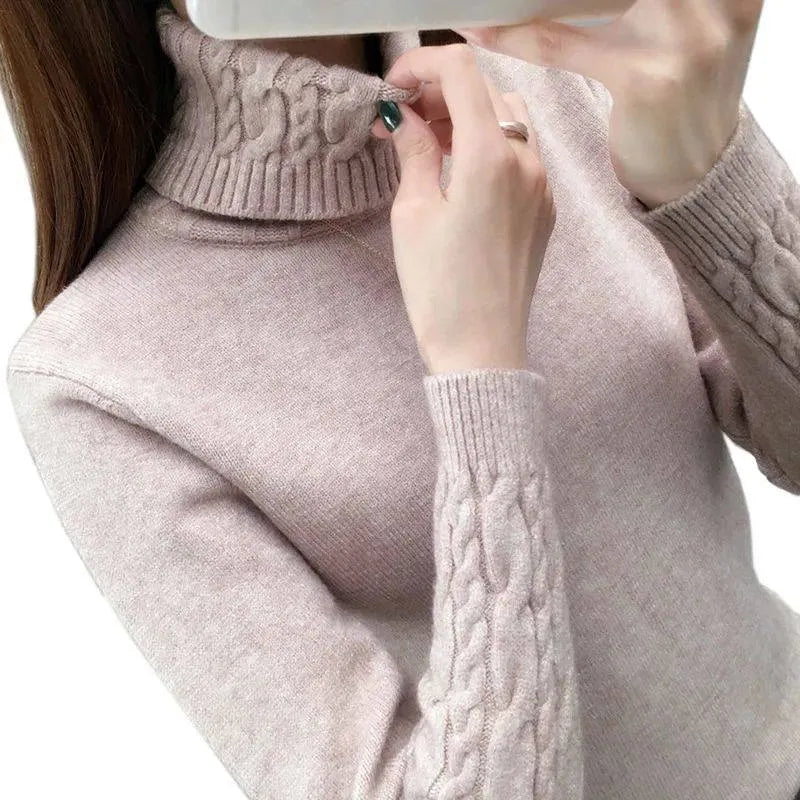 Pull col roulé en maille élégante pour femme