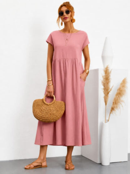 Robe longue élégante et confortable avec poches – Style chic