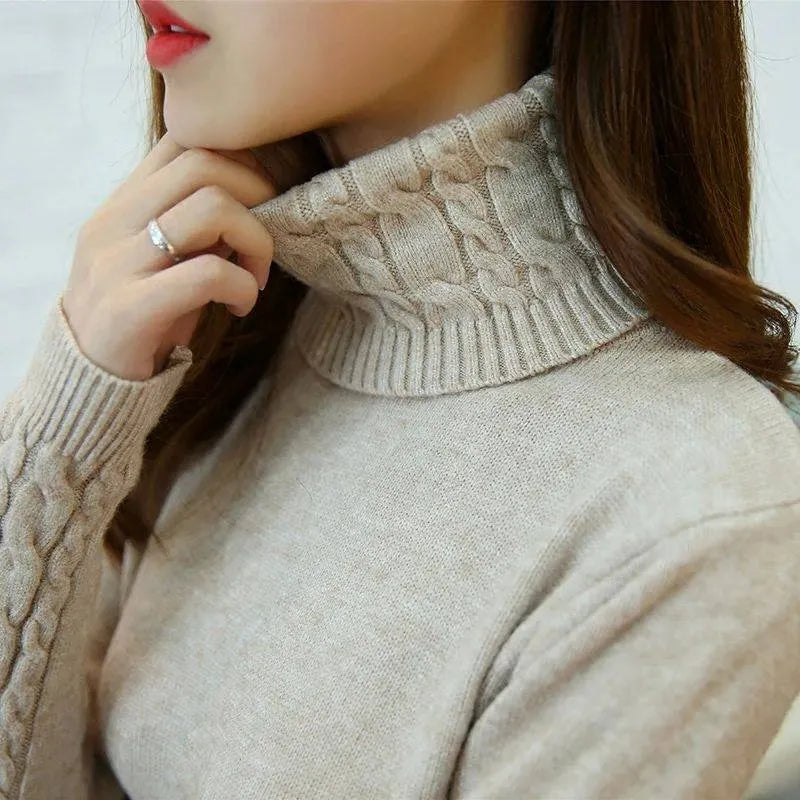 Pull col roulé en maille élégante pour femme