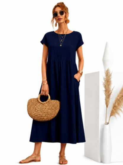 Robe longue élégante et confortable avec poches – Style chic
