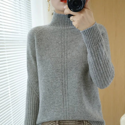 Pull femme élégant à col montant
