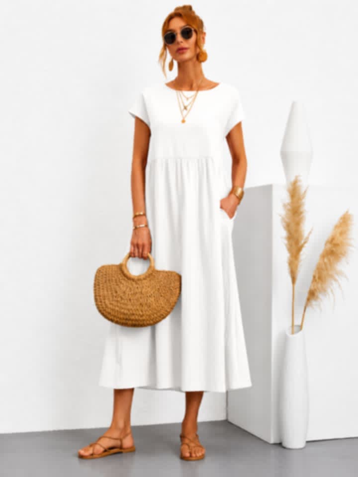 Robe longue élégante et confortable avec poches – Style chic