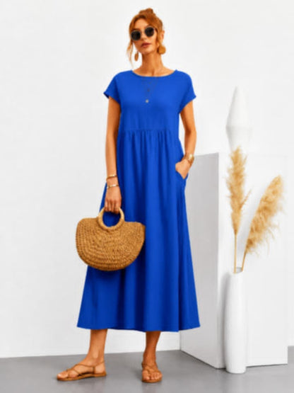 Robe longue élégante et confortable avec poches – Style chic