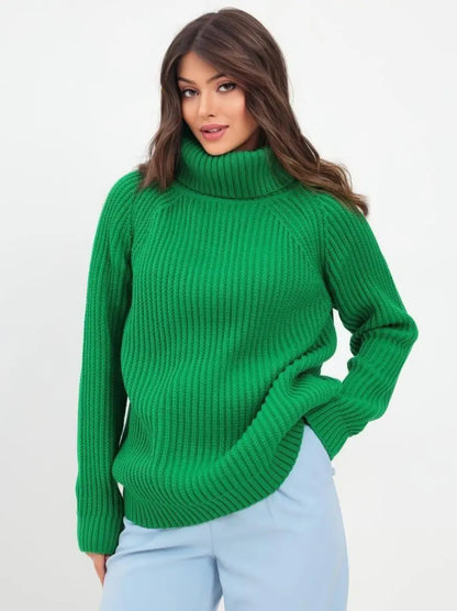 Pull col roulé femme en maille épaisse – Style chic et confortable