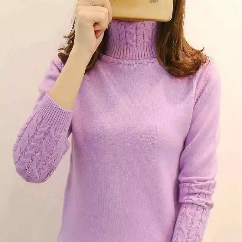 Pull col roulé en maille élégante pour femme