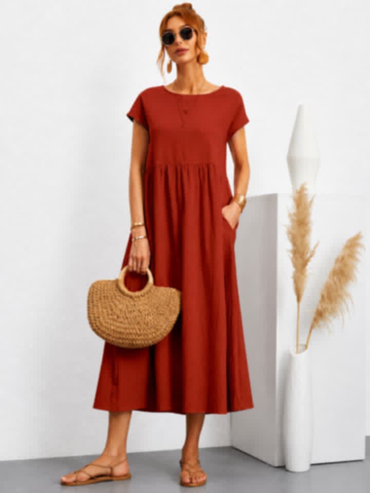 Robe longue élégante et confortable avec poches – Style chic