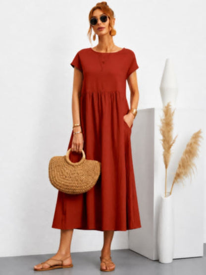 Robe longue élégante et confortable avec poches – Style chic