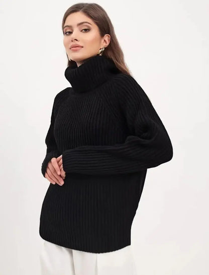 Pull col roulé femme en maille épaisse – Style chic et confortable