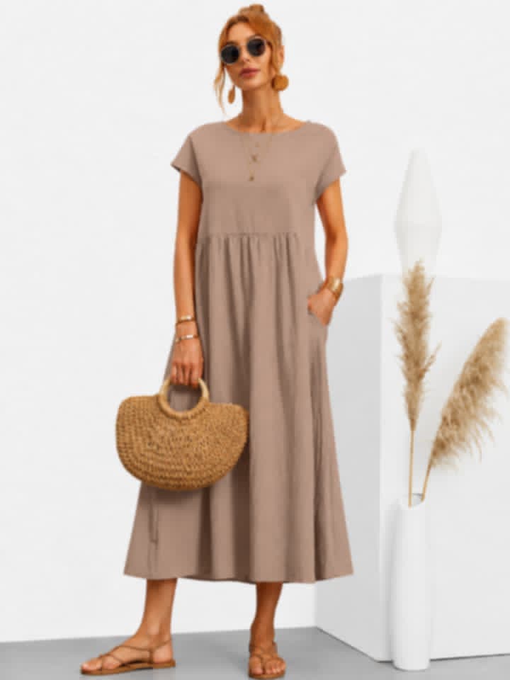 Robe longue élégante et confortable avec poches – Style chic