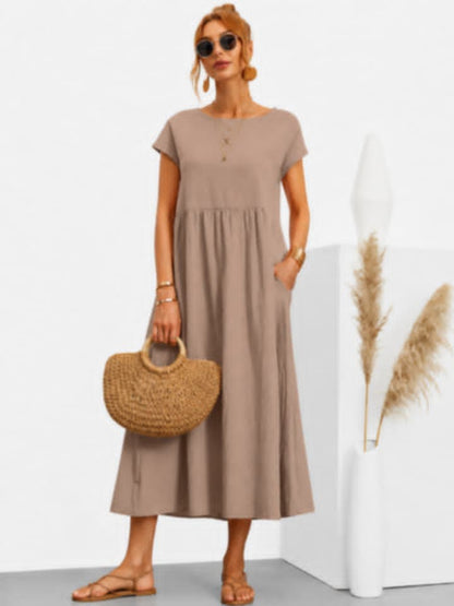 Robe longue élégante et confortable avec poches – Style chic